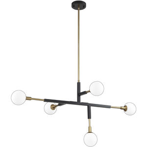 Ambience 5 Light 42.1 inch Black and Brass Pendant Ceiling Light