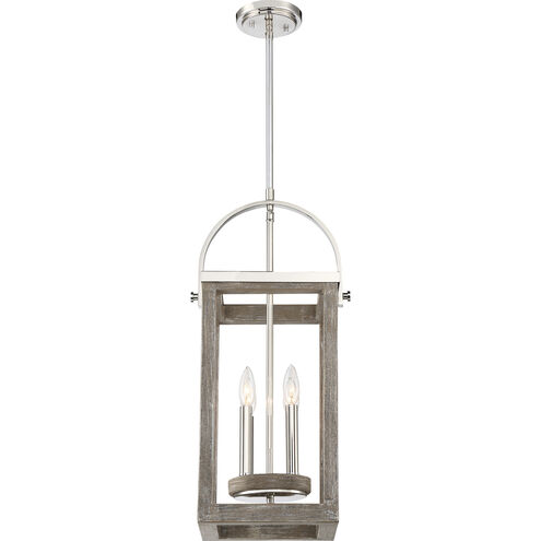 Bliss 4 Light 12 inch Driftwood and Polished Nickel Accents Pendant Ceiling Light
