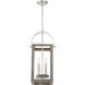 Bliss 4 Light 12 inch Driftwood and Polished Nickel Accents Pendant Ceiling Light