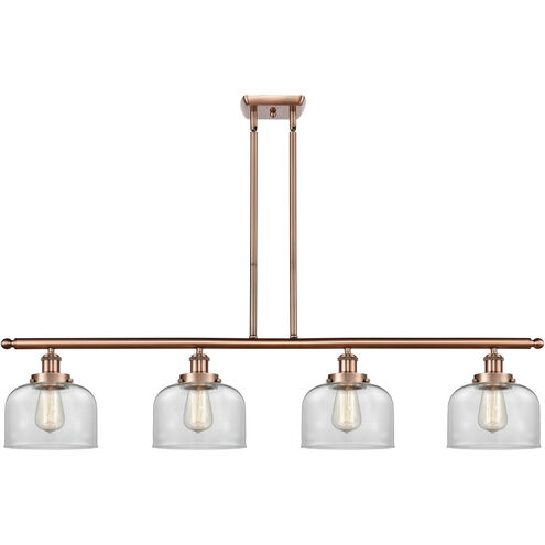Ballston Large Bell 4 Light 48 inch Antique Copper Island Light Ceiling Light in Clear Glass
