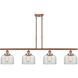 Ballston Large Bell 4 Light 48 inch Antique Copper Island Light Ceiling Light in Clear Glass