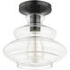Everett 1 Light 9 inch Shiny Black with Chrome Finish Accents Semi-Flush Ceiling Light