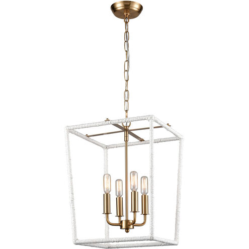 Nichols 4 Light 14 inch Aged Brass with White Pendant Ceiling Light