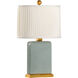 Pam Cain 23 inch 100.00 watt Heather Gray Glaze/Antique Gold Table Lamp Portable Light