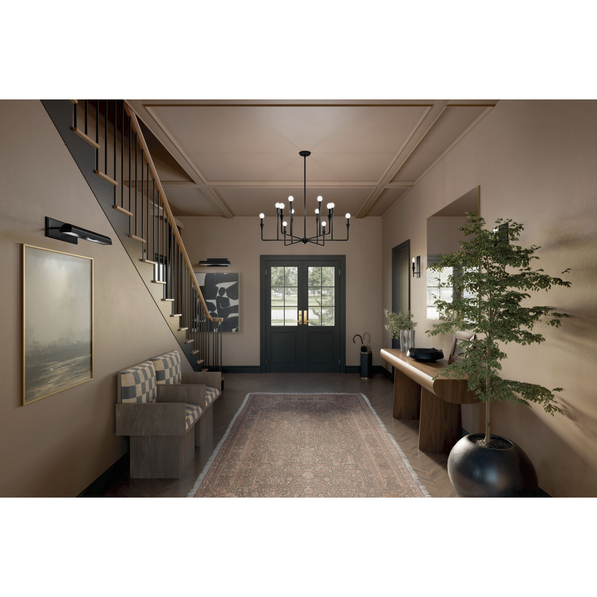 Alvaro 12 Light Black Chandelier Multi Tier Ceiling Light, Multi Tier