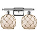 Ballston Farmhouse Rope LED 16 inch Polished Chrome Bath Vanity Light Wall Light in White Glass with Brown Rope, Ballston