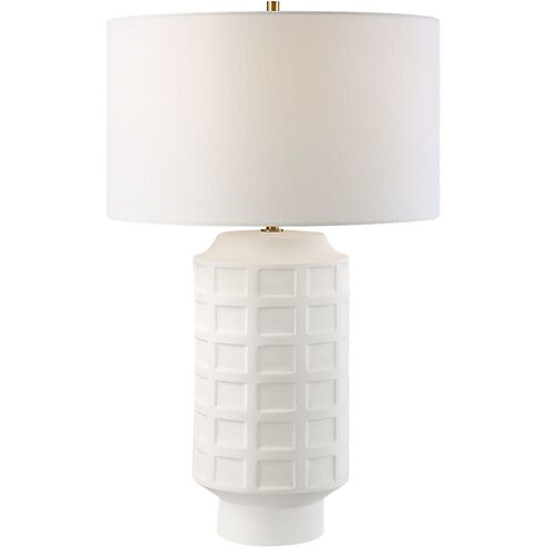 Window 28 inch 150.00 watt Chalk White Glaze and Antique Brass Table Lamp Portable Light