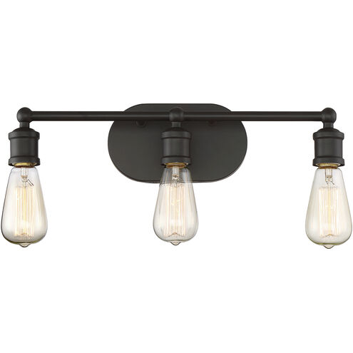 Industrial 3 Light 18.5 inch Oil Rubbed Bronze Bathroom Vanity Light Wall Light