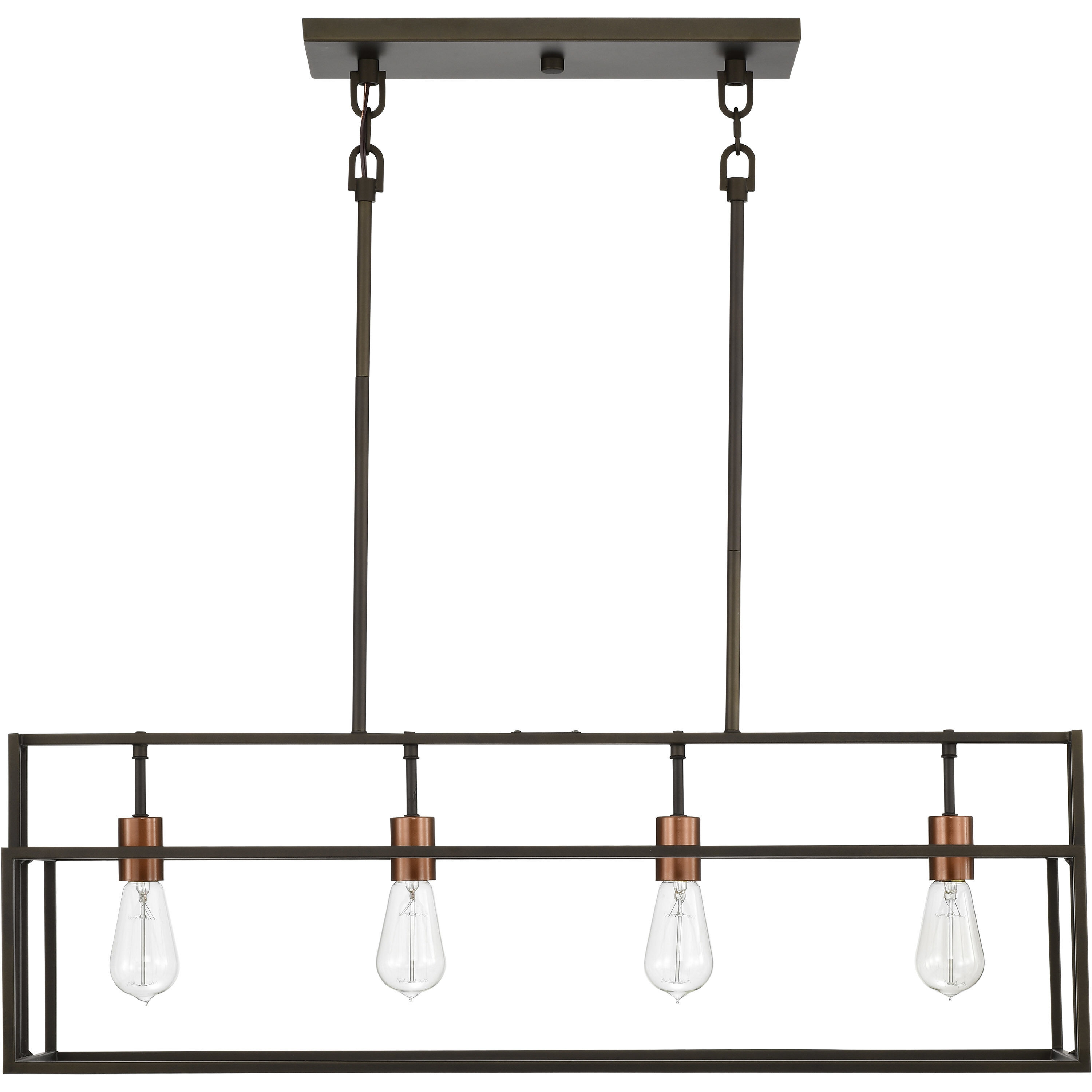 Lake 4 Light 36 inch Bronze and Copper Accents Island Pendant Ceiling Light