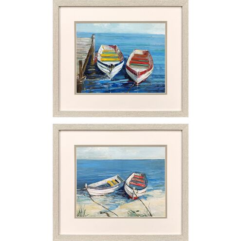 Day of Fishing Blue and Red and Yellow Framed Art