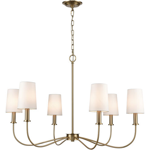 West Point 6 Light 36 inch Brass Chandelier Ceiling Light