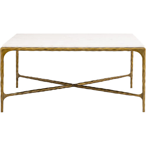 Seville 38 X 38 inch Antique Brass with White Coffee Table, Forged