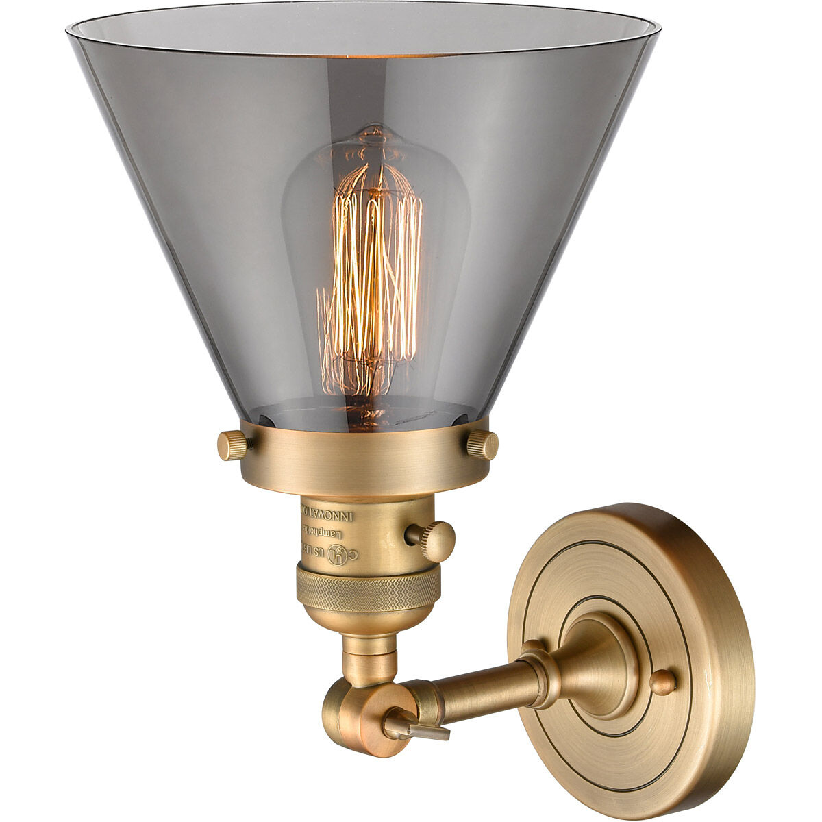 Franklin Restoration Large Cone LED 8 inch Brushed Brass Sconce Wall Light, Franklin Restoration