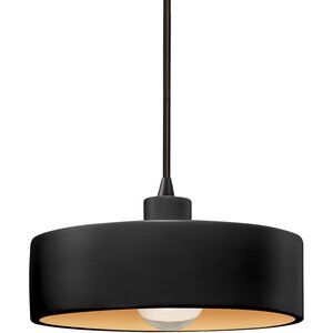 Radiance Collection 1 Light 12 inch Matte Black and Carbon Matte Black Pendant Ceiling Light in Black Cord, Carbon Matte Black/Champange Gold