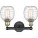 Belfast 2 Light 15 inch Black Antique Brass Bath Vanity Light Wall Light in Deco Swirl