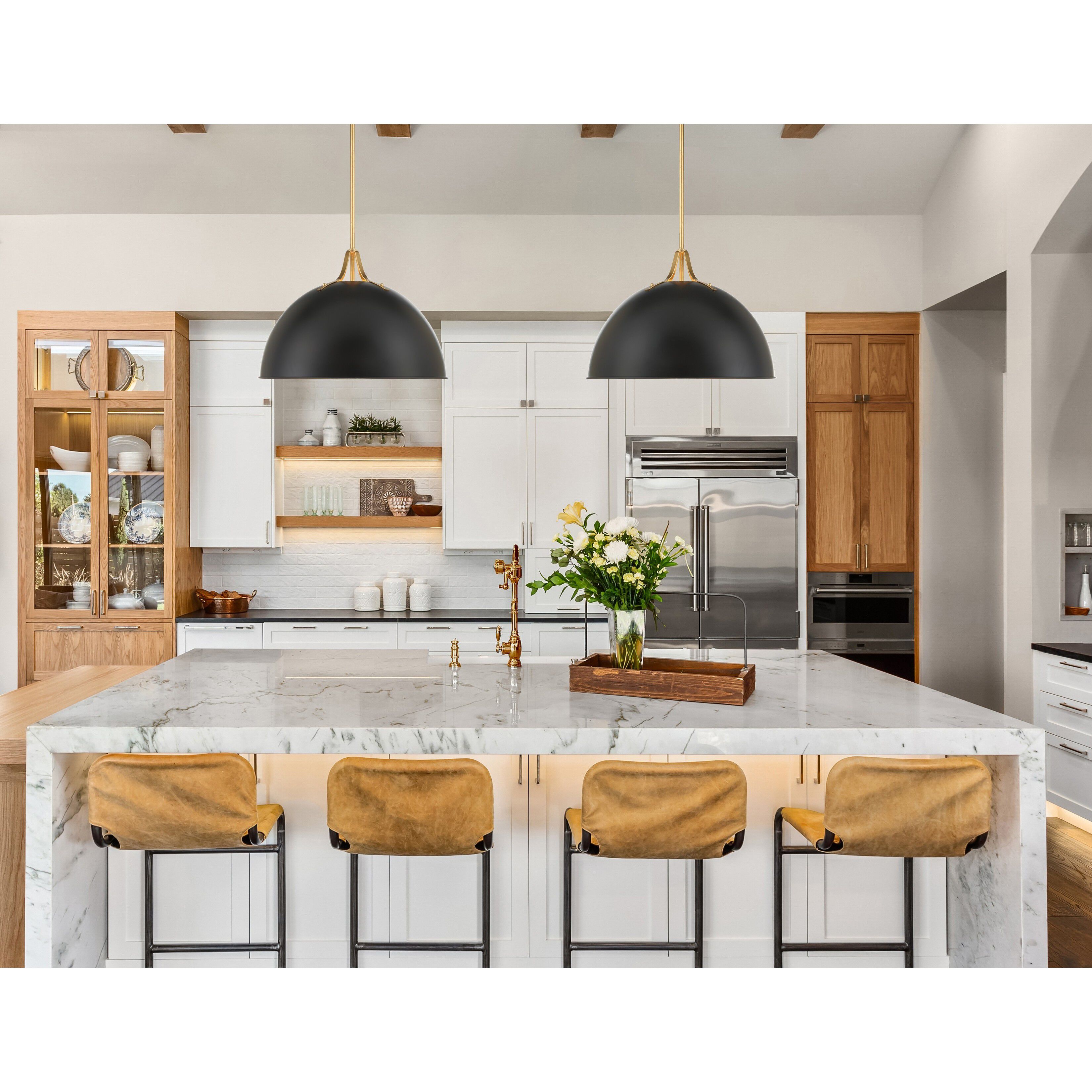 Soto 3 Light 23.5 inch Matte Black and Antique Gold Pendant Ceiling Light