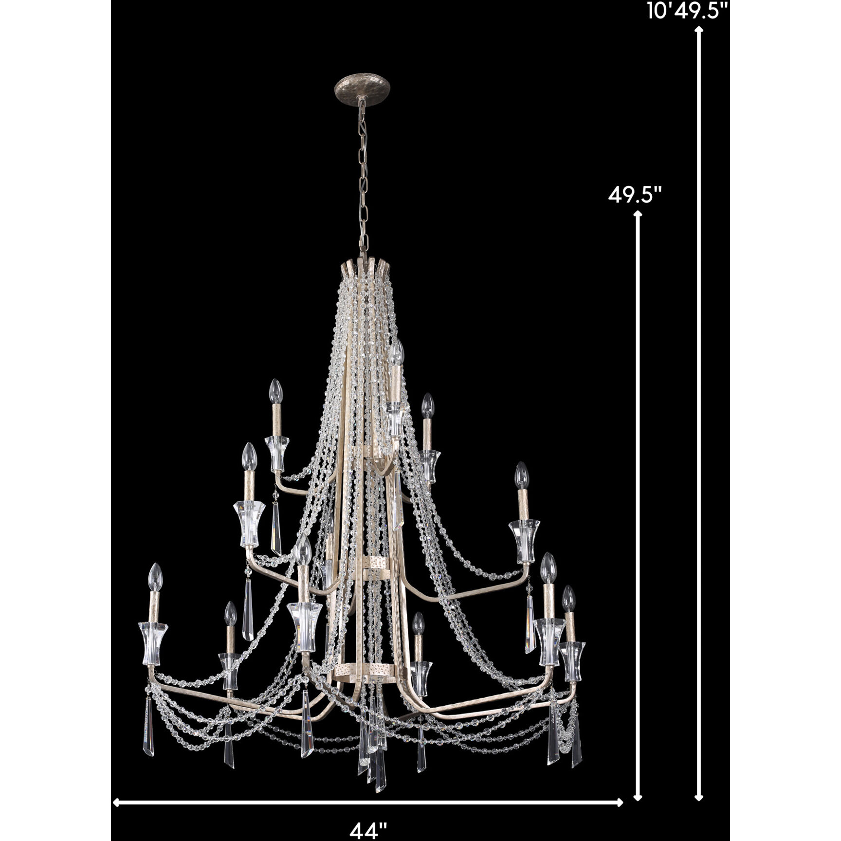Barcelona 12 Light 44 inch Transcend Silver Chandelier Ceiling Light