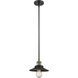 Franklin Restoration Railroad LED 8 inch Black Antique Brass Mini Pendant Ceiling Light in Matte Black, Franklin Restoration