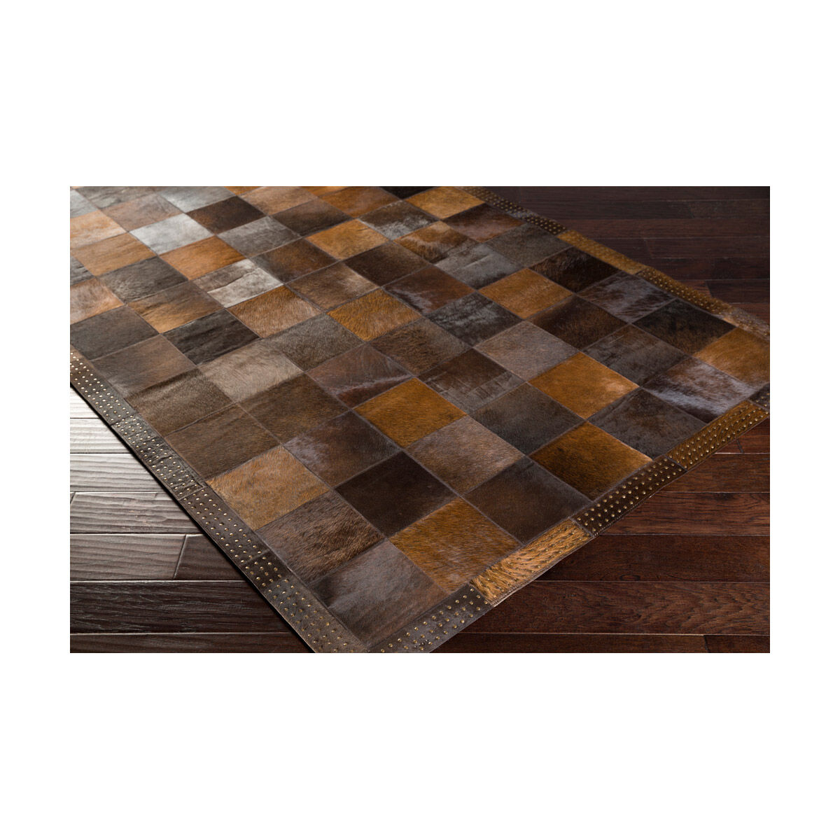 Vegas 108 X 72 inch Dark Brown/Metallic - Champagne Rugs, Hair On Hide