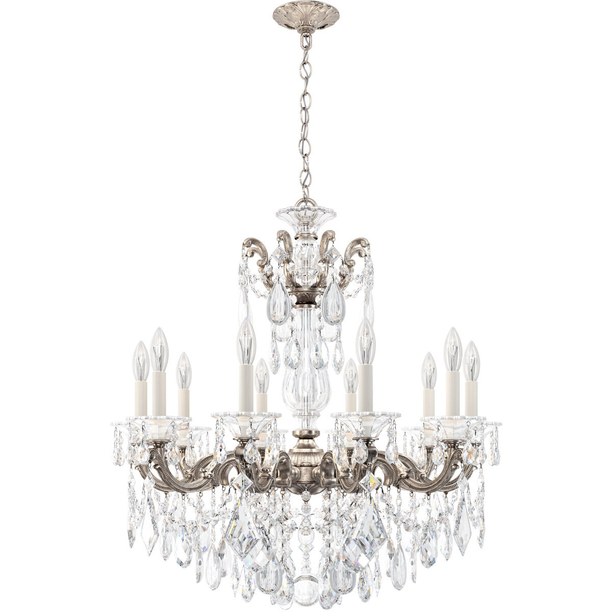 La Scala 10 Light 28 inch Antique Silver Chandelier Ceiling Light in Heritage, Antique Silver Cast