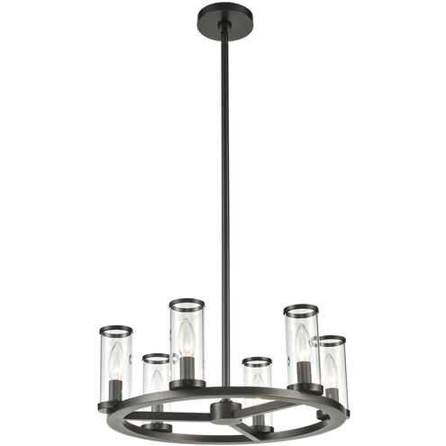 Revolve 6 Light 18.63 inch Clear Glass and Urban Bronze Chandelier Ceiling Light