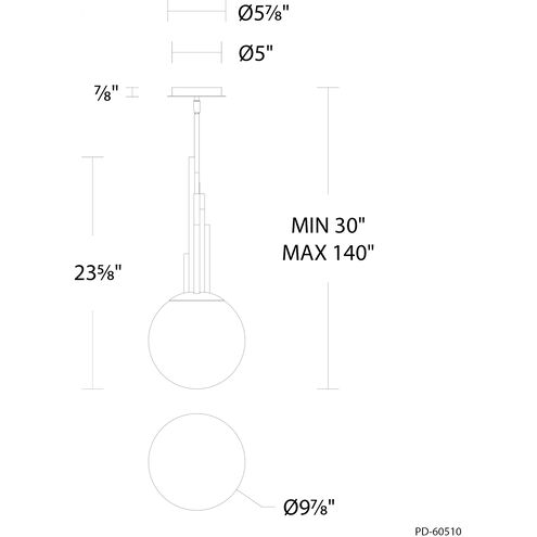 Sybil LED 9.9 inch Polished Black Nickel Indoor Hanging Lighting Ceiling Light in 4000K
