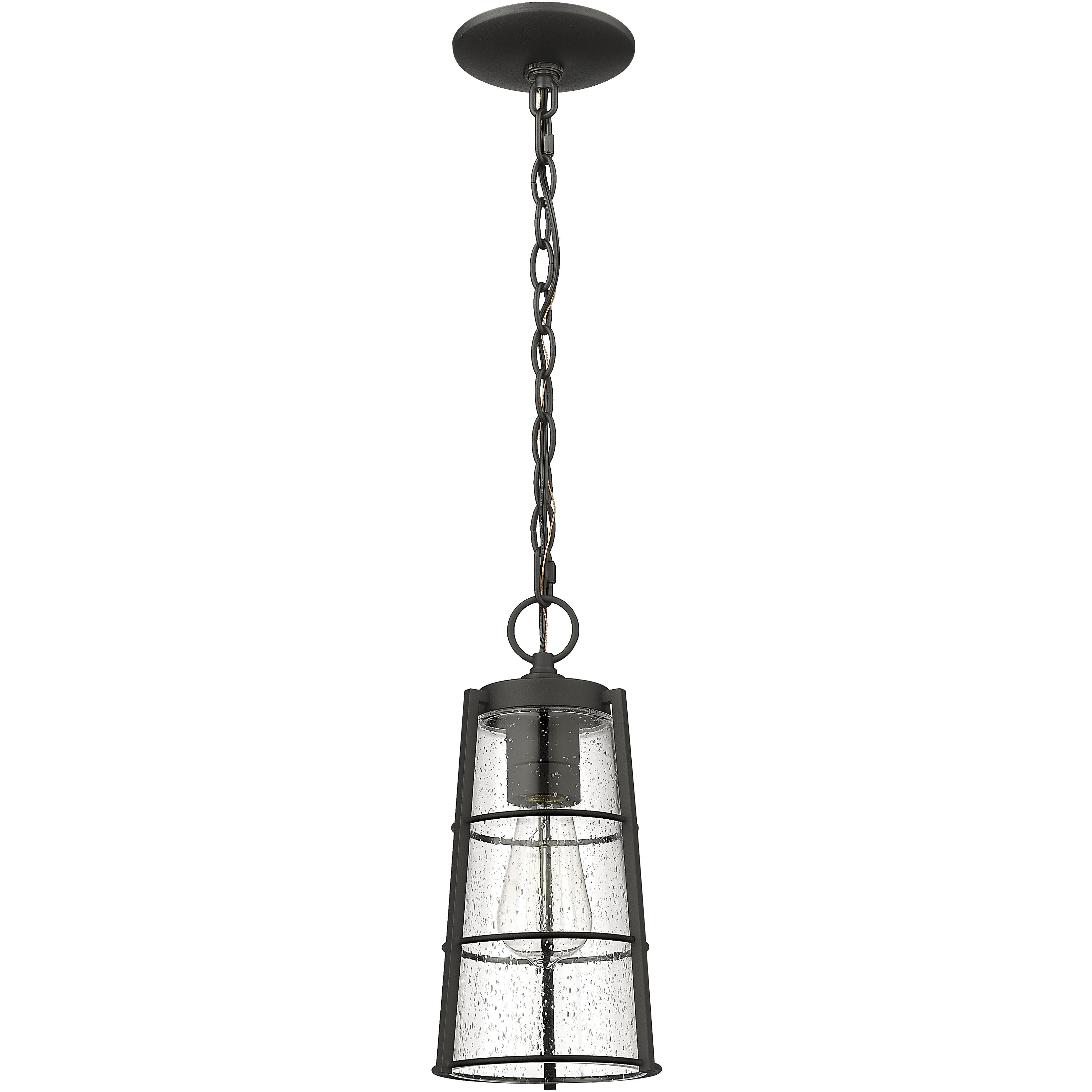 Helix 1 Light 6 inch Black Outdoor Chain Mount Ceiling Fixture