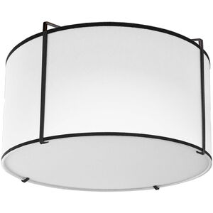Trapezoid 2 Light 12 inch Black with White Flush Mount Ceiling Light