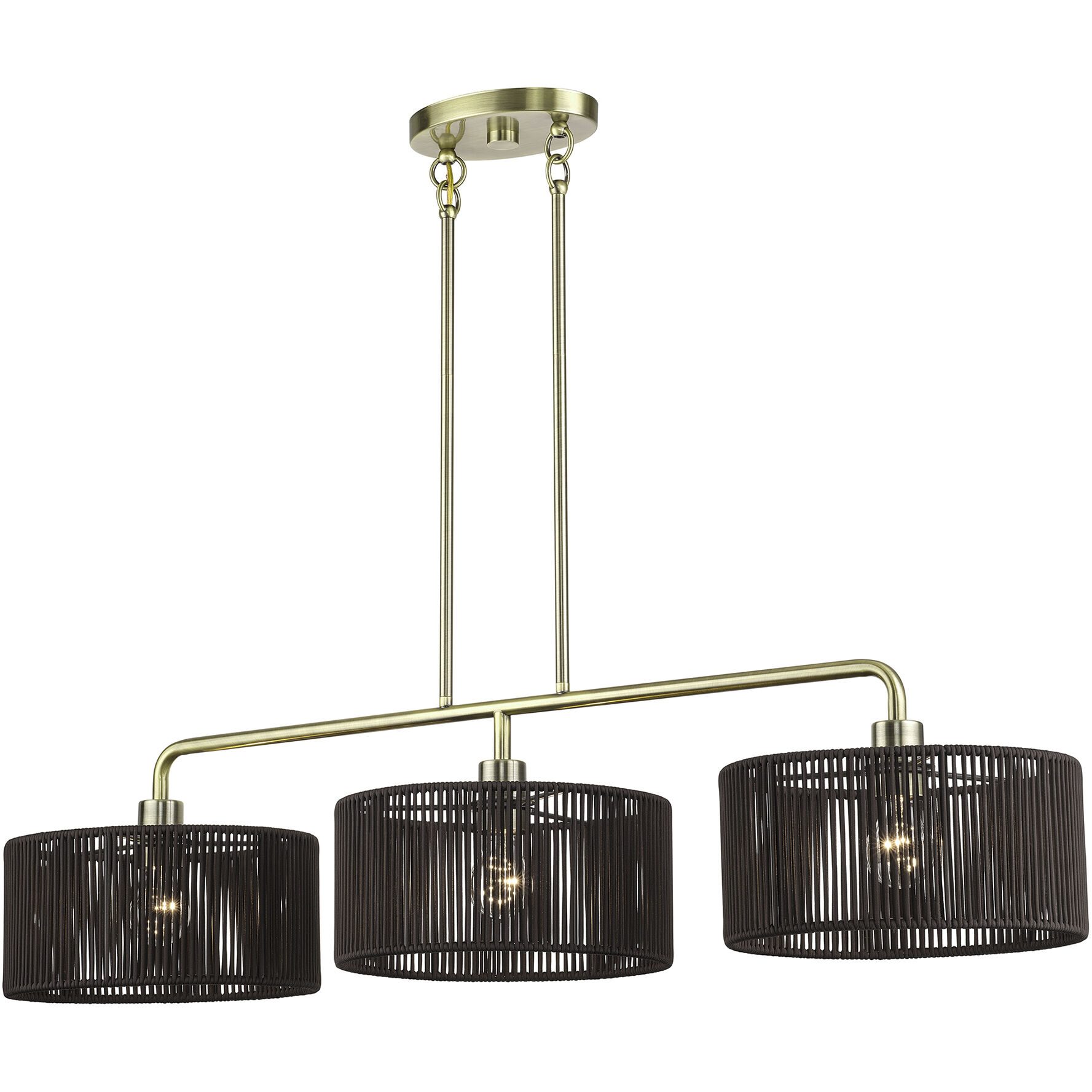 Acordia 3 Light 46 inch Antique Brass Linear Chandelier Ceiling Light, Extra Large