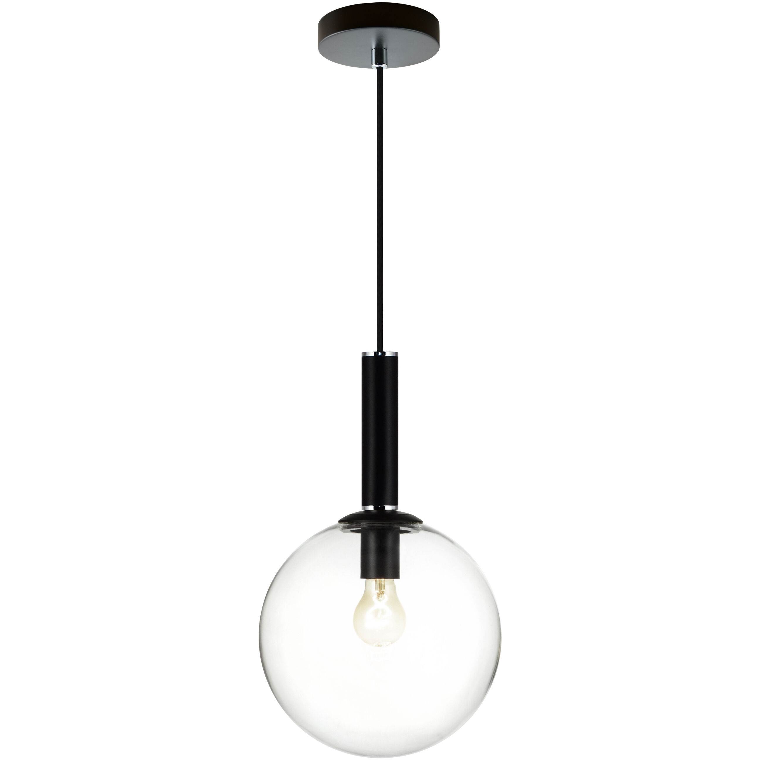 Stellar 1 Light 9.88 inch Black Pendant Ceiling Light in Black and Clear