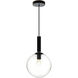 Stellar 1 Light 9.88 inch Black Pendant Ceiling Light in Black and Clear