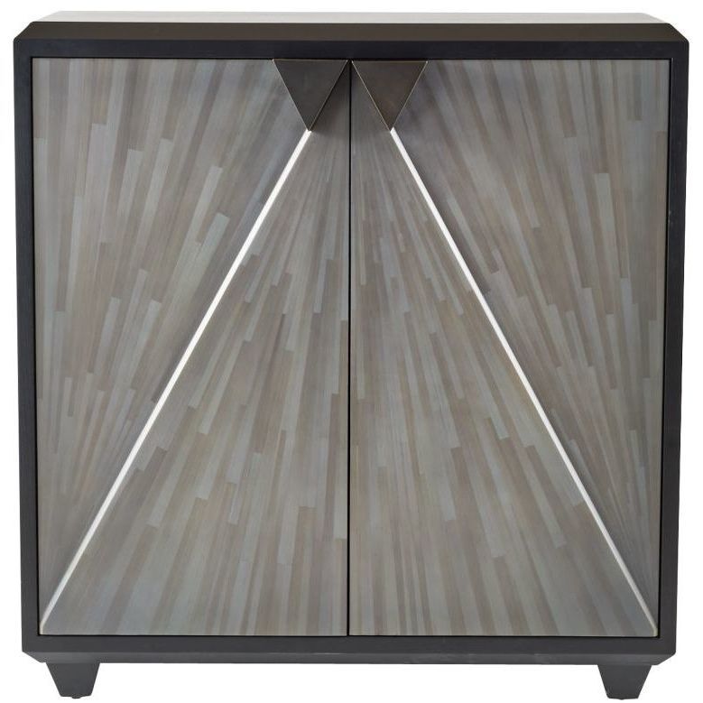 Ellington Gray Straw Marquetry and Ebony Cabinet