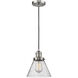 Franklin Restoration Cone 1 Light 8 inch Brushed Satin Nickel Mini Pendant Ceiling Light in Incandescent, Seedy, Franklin Restoration