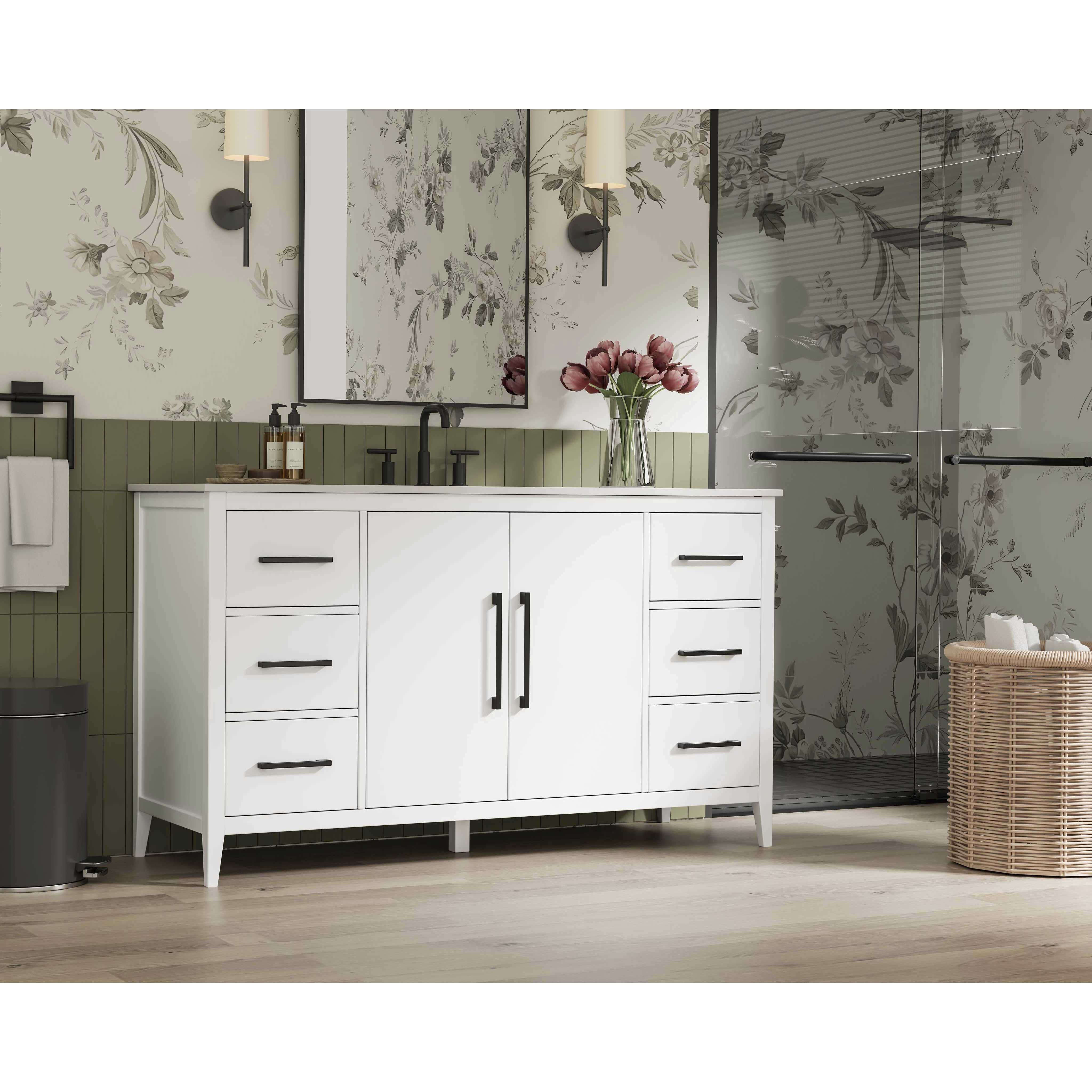 Millie 60 X 35 inch White Bathroom Vanity Cabinet