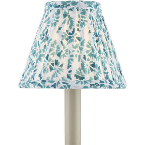 Block Print Aqua and White Pleated Chandelier Shade