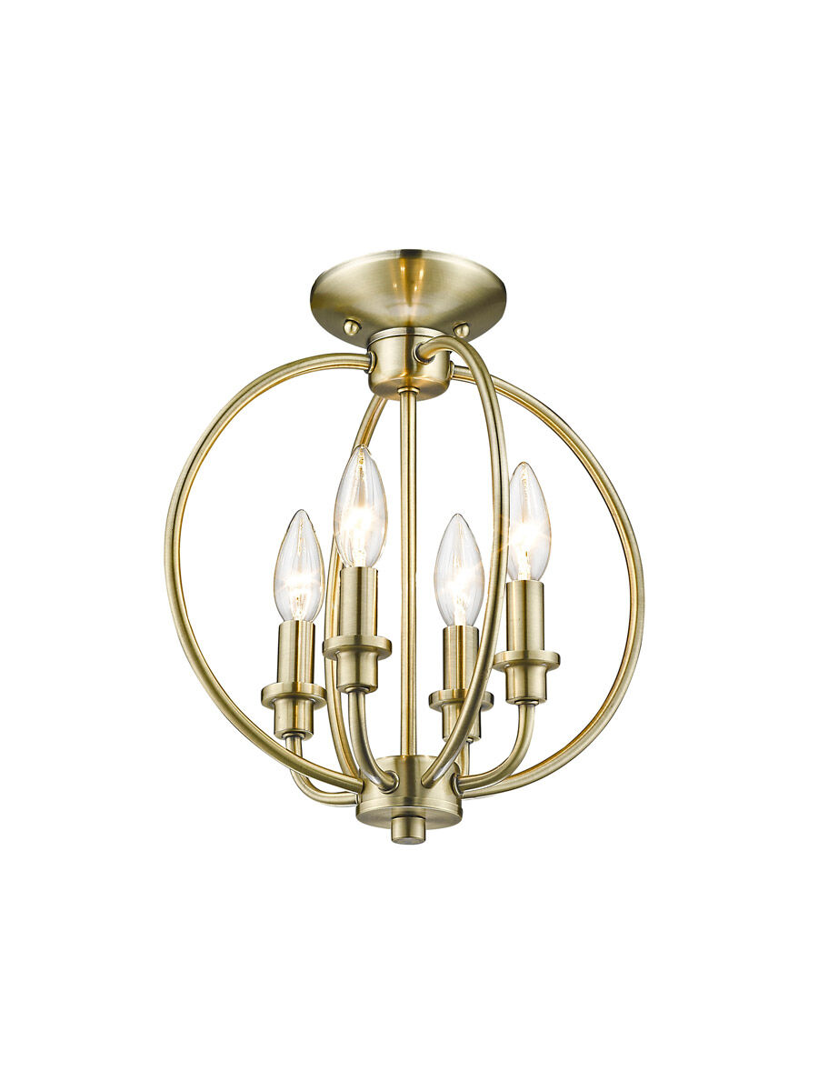 Milania 4 Light 13 inch Antique Brass Convertible Mini Chandelier/Ceiling Mount Ceiling Light