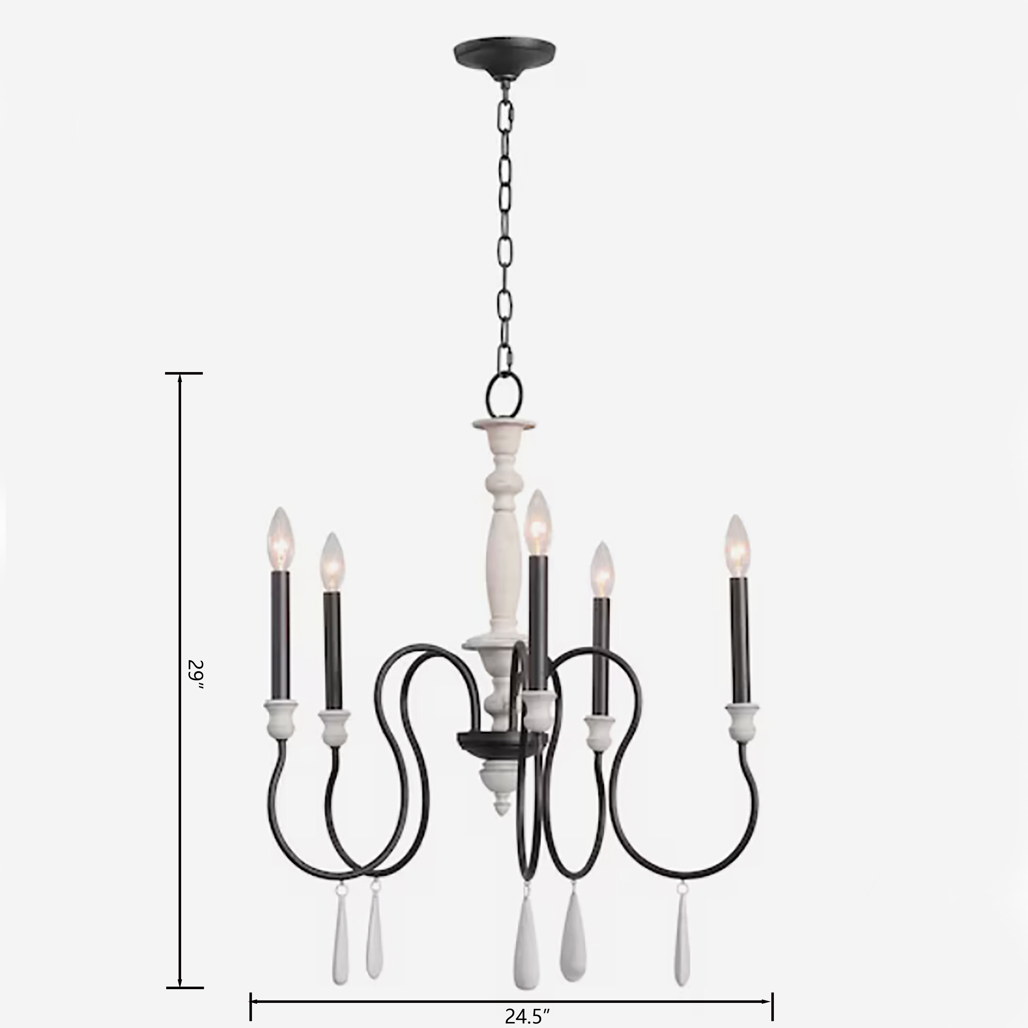 Brownell 5 Light 24.5 inch Charcoal with Antique White Chandelier Ceiling Light