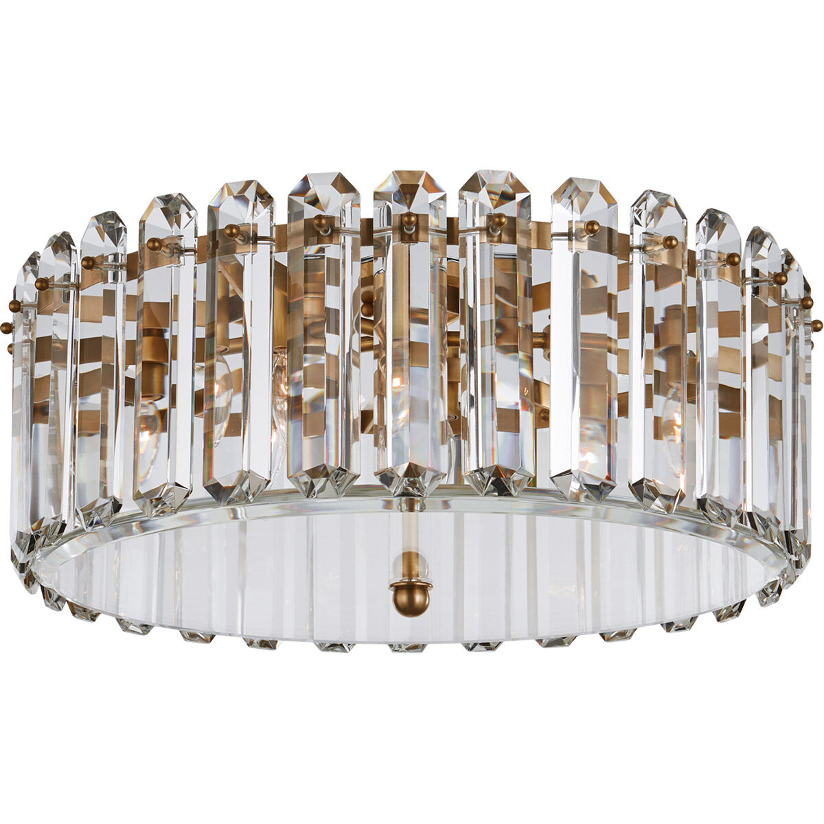 AERIN Bonnington 5 Light 24.75 inch Hand-Rubbed Antique Brass Flush Mount Ceiling Light in Crystal, Large
