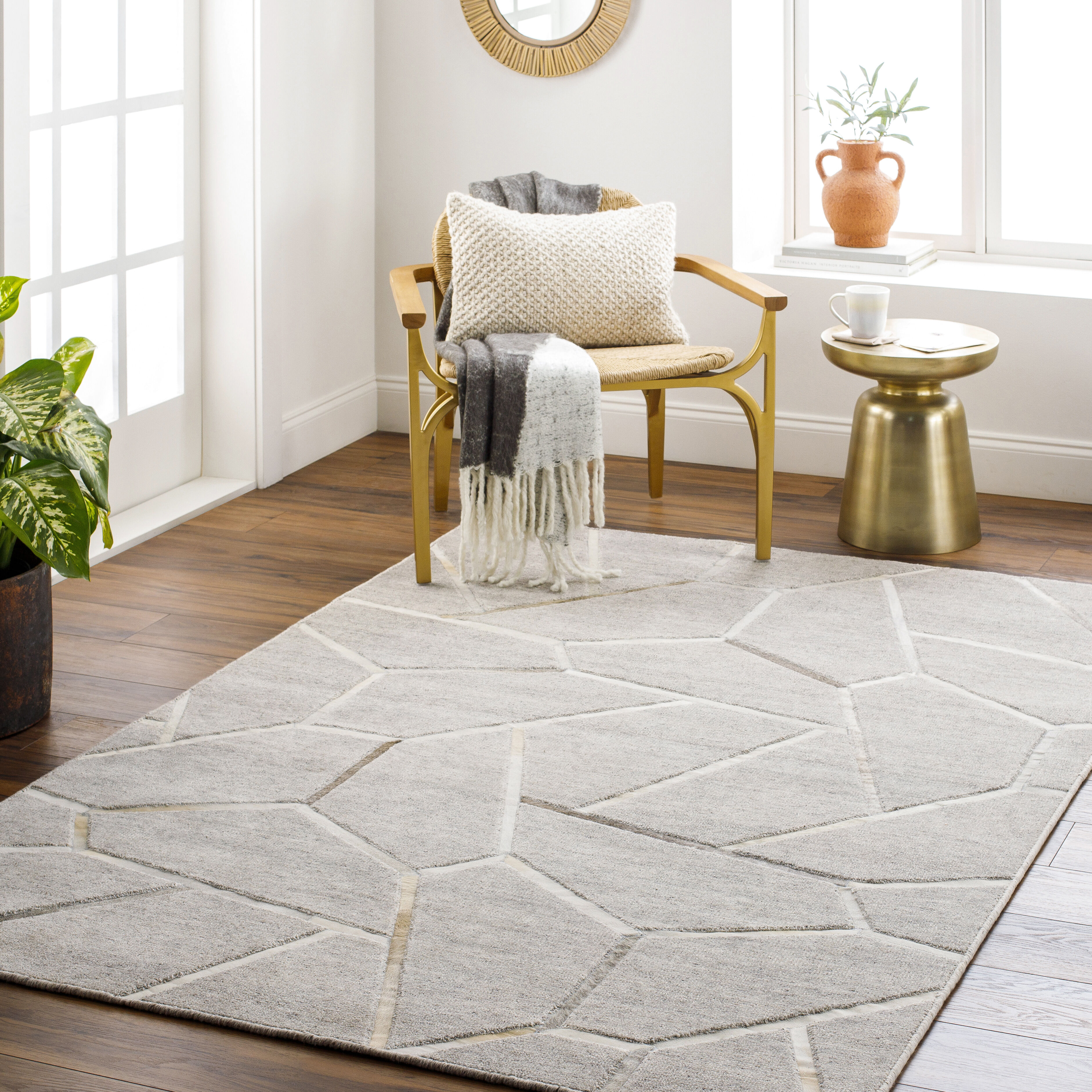 Eloquent 90 X 60 inch Medium Gray Rug, Rectangle
