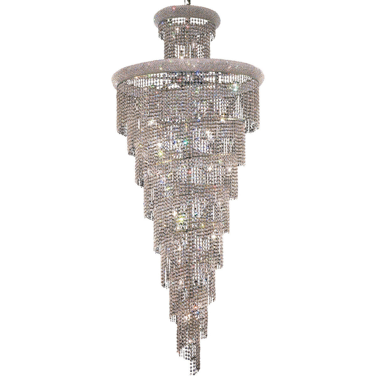 Spiral 32 Light 36 inch Chrome Foyer Ceiling Light in Royal Cut