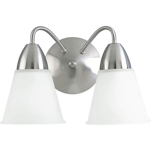 Etched Glass 2 Light 14 inch Brushed Nickel Bath Vanity Wall Light