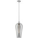 Downtown Urban Chelsea 1 Light 8 inch Brushed Satin Nickel Mini Pendant Ceiling Light in Light Smoke Deco Swirl Glass