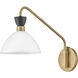 Simon 1 Light 8 inch Black with Heritage Brass Sconce Wall Light in Cased Opal