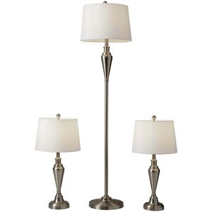 Glendale 26 inch 150.00 watt Brushed Steel Table Lamps Portable Light, plus Floor Lamp, Set of 3, Simplee Adesso