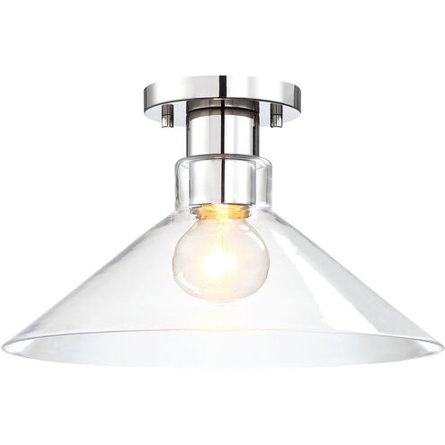 Leena 1 Light 14 inch Polished Nickle Semi Flush Mount Ceiling Light in Polished Nickel