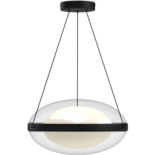 Virgo LED 16.13 inch Black and Opal Glass Pendant Ceiling Light