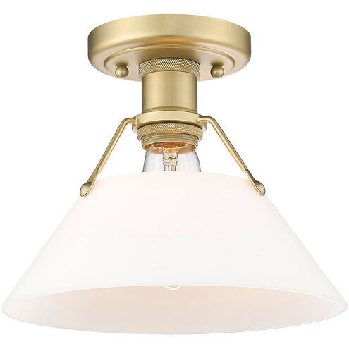 Orwell 1 Light 10 inch Brushed Champagne Bronze Flush Mount Ceiling Light in Opal Glass