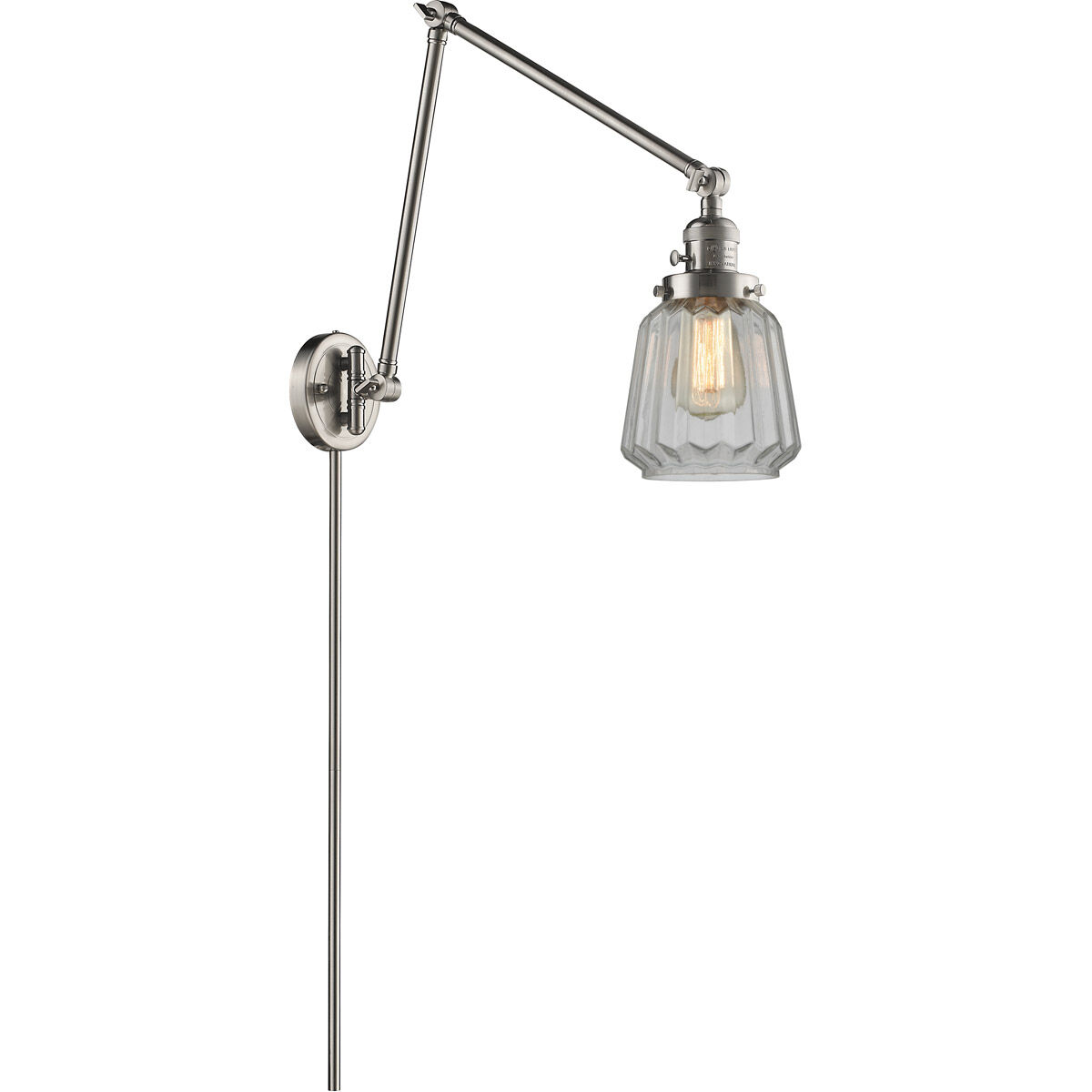 Chatham 30 inch 3.50 watt Satin Nickel Swing Arm Wall Light, Franklin Restoration
