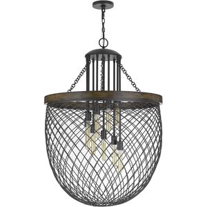 Marion 9 Light 32 inch Bronze with Wood Chandelier Ceiling Light