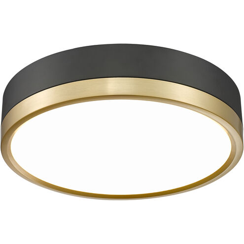 Algar LED 12 inch Matte Black and Modern Gold Flush Mount Ceiling Light